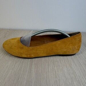 Born Julianne Mustard Yellow Suede Ballet Flats Womens 7.5 M BR0000207